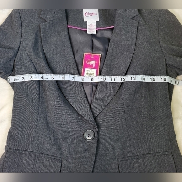 CANDIES Blazer. Ladies Size Large. Dark Grey. Built in Shoulder Pads - Picture 5 of 10